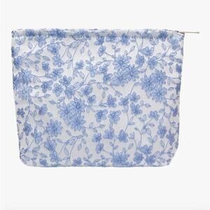 Elegant Blue Floral Cosmetic Pouch
